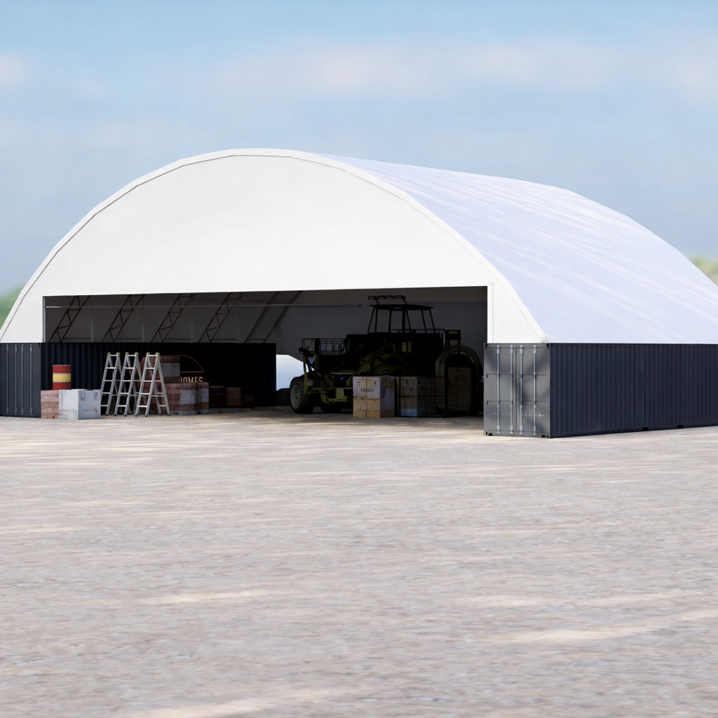60ft x 40ft Container Dome with Front & Rear Half Walls