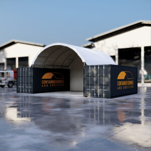 60ft x 40ft Engineer Designed Container Dome - Half Cover Both Ends